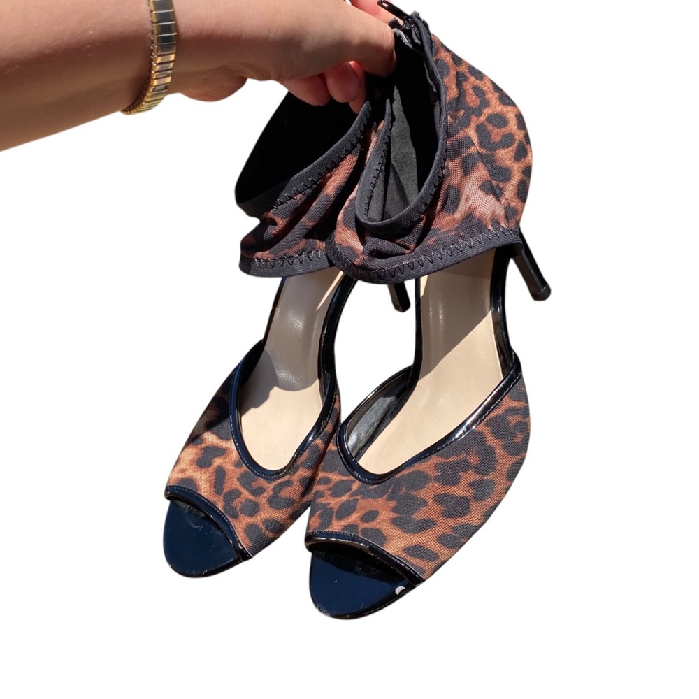 Nine West Leopard Print Peep Toe Heels